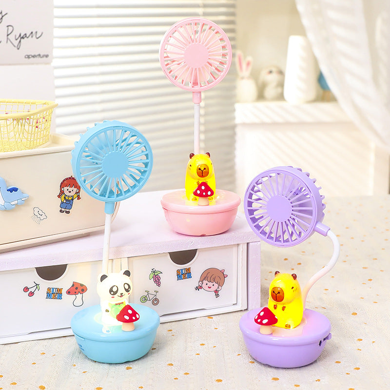 Ladies Portable Mini Fan with LED Function and Animal Design Bowlift