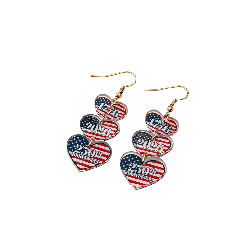 Ladies nan statement earrings with bow shape and American flag pendant Bowlift