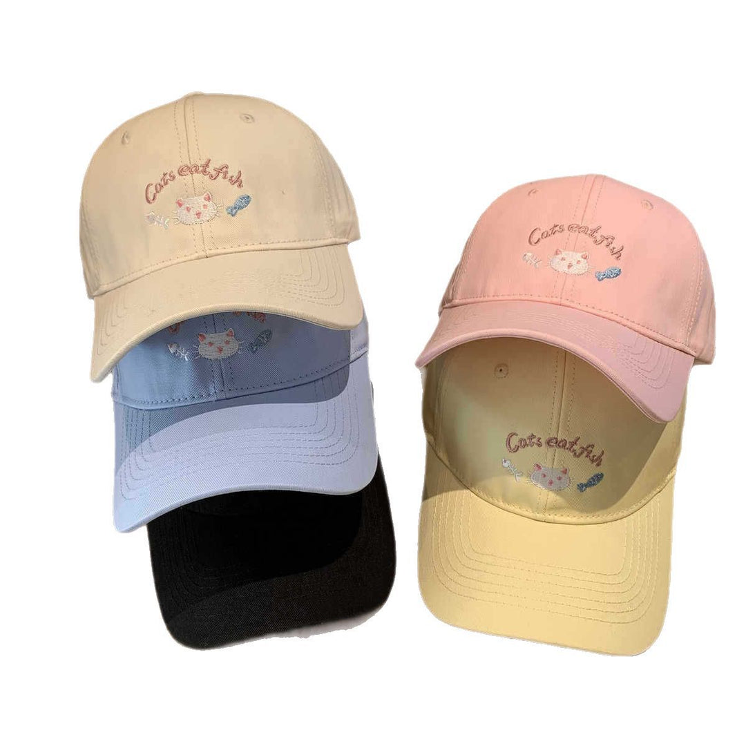 Women's Embroidered Cat-Themed Baseball Cap Bowlift