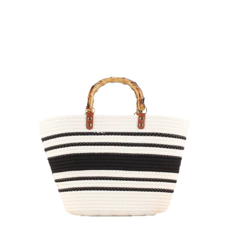 Beach bag with bamboo handles and striped design Bowlift