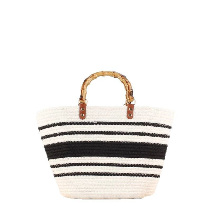 Beach bag with bamboo handles and striped design Bowlift