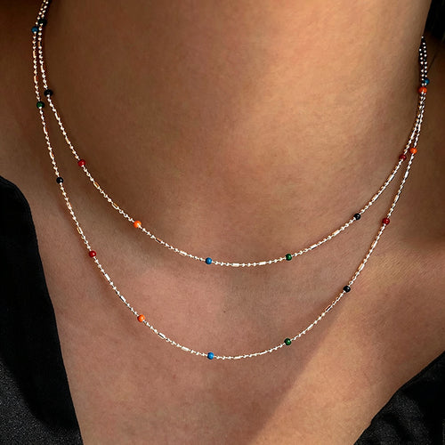 Dainty Multi-Colored Beaded Chain Bracelet Bowlift