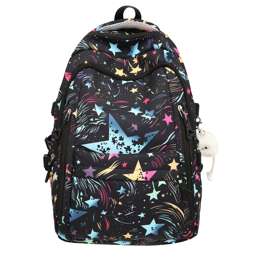 Backpack with Colorful Star Pattern and Innovative Storage Options Bowlift