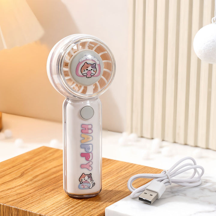 Ladies portable hand fan with playful bear design Bowlift