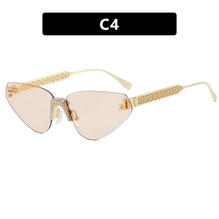 Women Designer Cat Eye Sunglasses with Sparkling Rhinestone Embellishment Bowlift