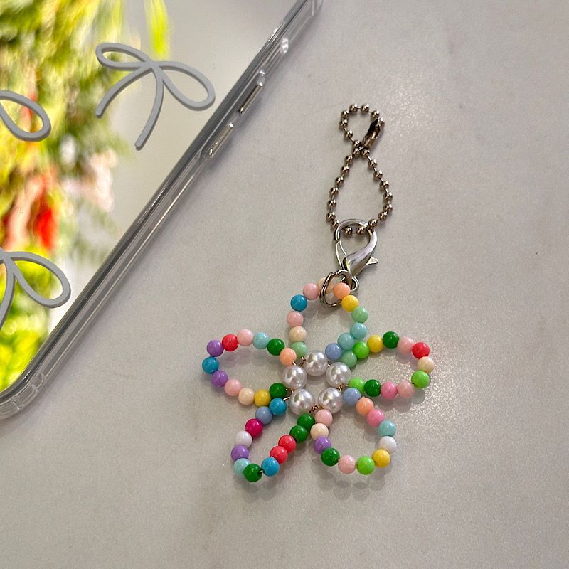Colorful Beaded Flower Charm Keychain Bowlift