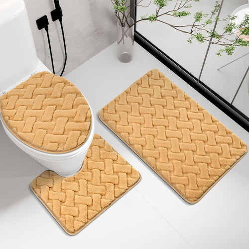 Woven Design Bathroom Rug Set Bowlift