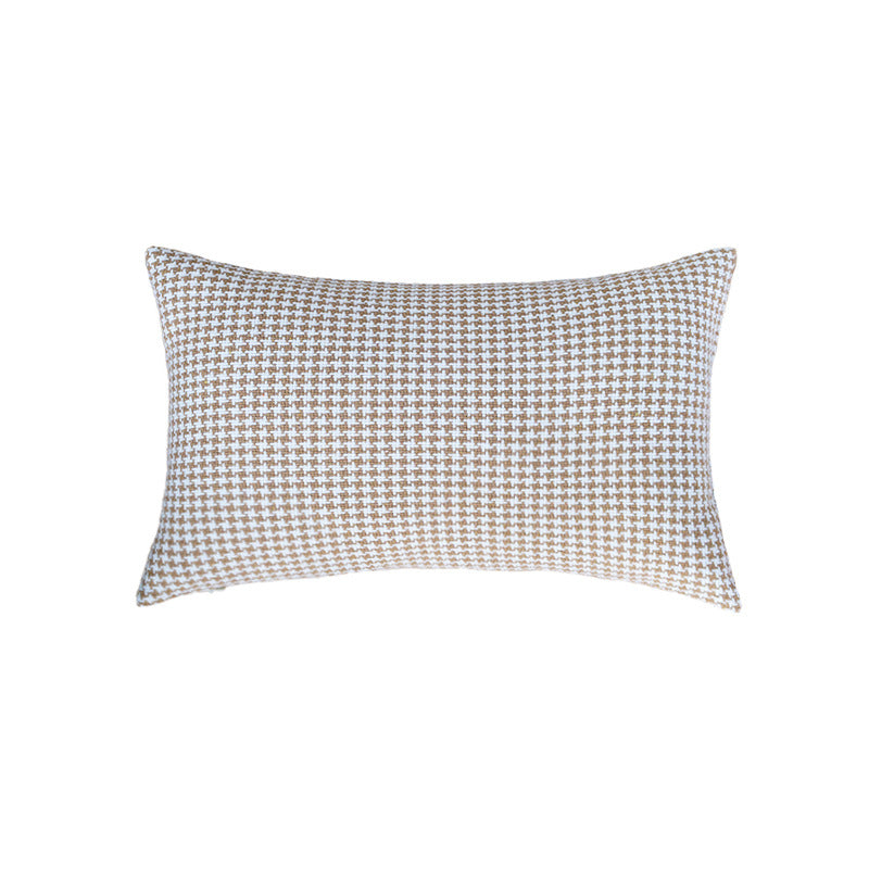 Rectangular Houndstooth Lumbar Pillow Cover made of dense cotton blend with concealed zipper Bowlift