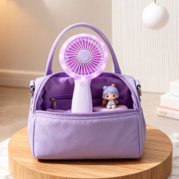 Ladies portable hand fan with LED lighting and USB connection Bowlift