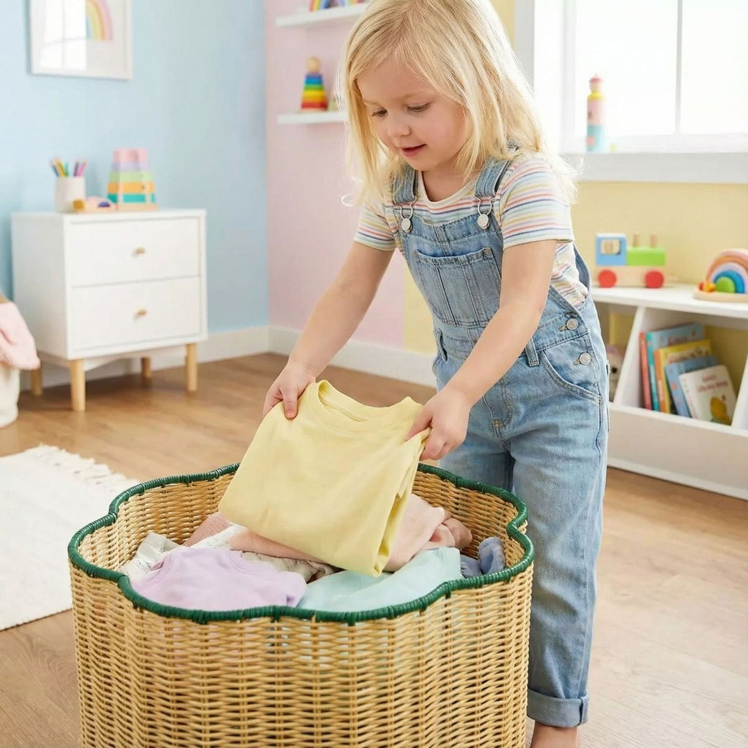 Decorative Scalloped Woven Storage Basket Bowlift
