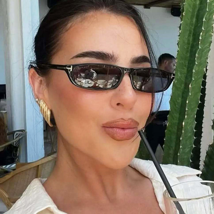 Women's fashionable sunglasses with narrow frame and brown lenses Bowlift