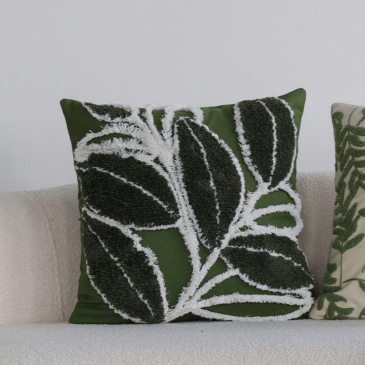 Decorative cushion made of cotton-linen with floral chenille tufting and concealed zipper Bowlift