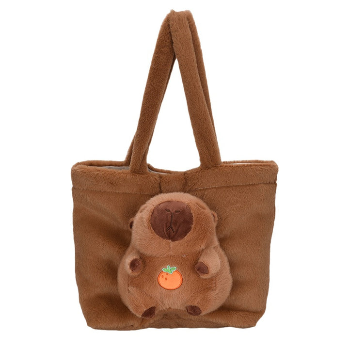 Plush Tote Bag with Large Interior Compartment and Cute Animal Design Bowlift