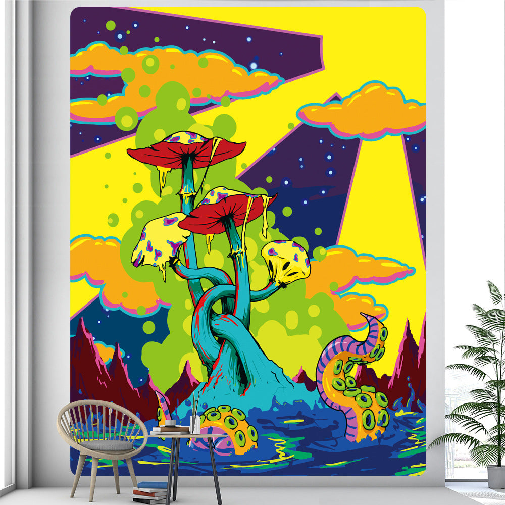 Large Woven Wall Tapestry Featuring Viking Skull Helmet And Crossed Axes Graphic