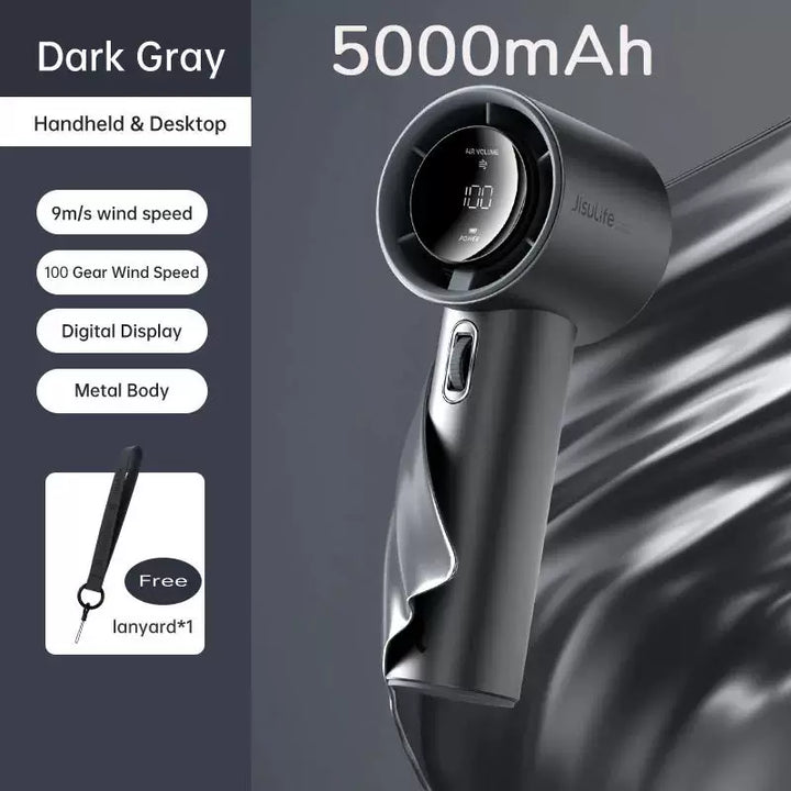 Unisex One Size Rechargeable Cordless Portable Hair Dryer with Digital Display, Multi-Speed Wind Control and Travel Lanyard Bowlift