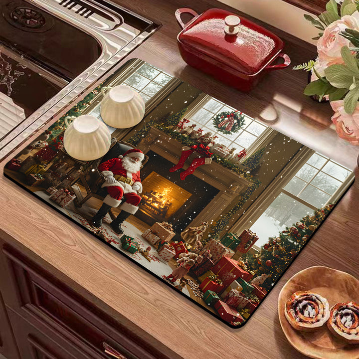 Festive Winter-Themed Kitchen Counter Mat Bowlift