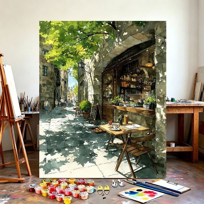 Urban Café Scene Canvas Art Print Bowlift