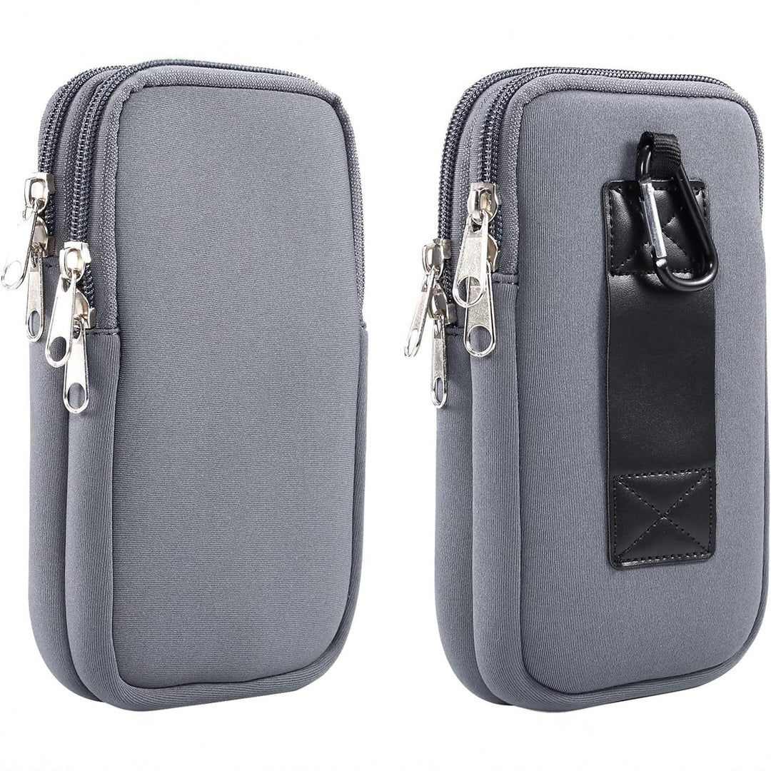 Protective Neoprene Phone Belt Pouch with Double Zip and Carabiner Bowlift