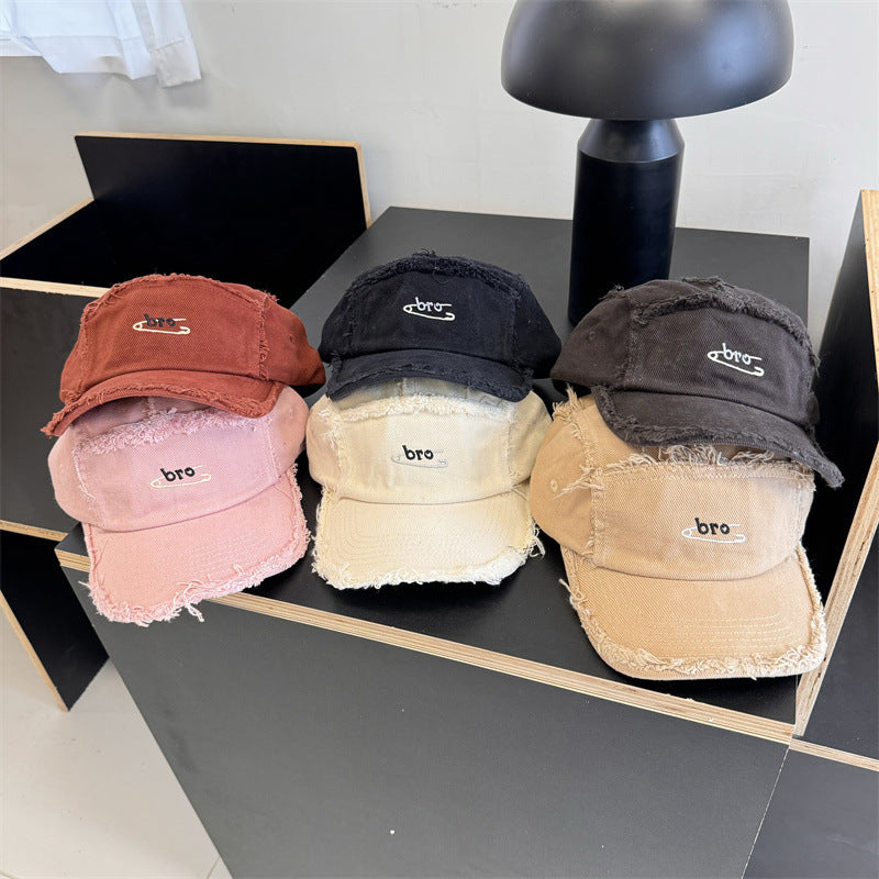 Men's Distressed Denim Snapback Cap Bowlift