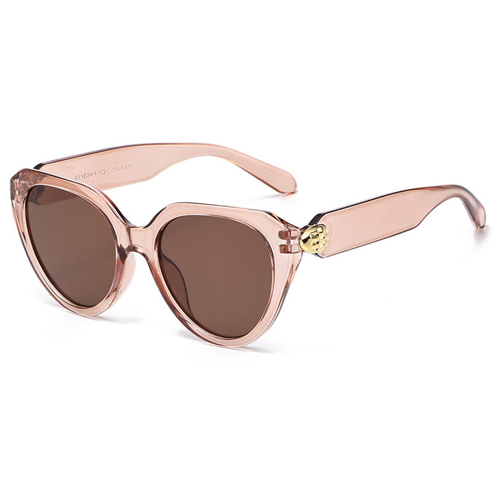Ladies Cat-Eye Sunglasses with Golden Accents and Protective UV Filter Bowlift