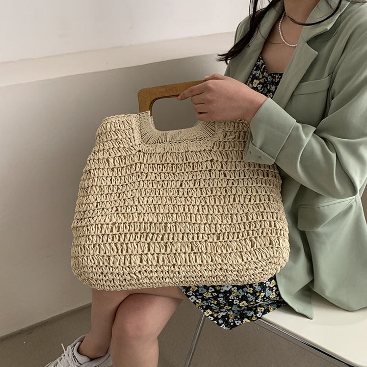 Handmade tote bag with wooden handle Bowlift