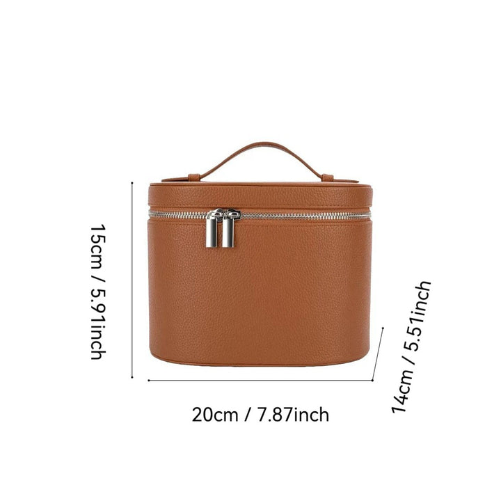 Cosmetic bag with practical carrying handle and double zipper Bowlift