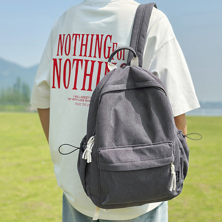 Corduroy Textured Casual Backpack Bowlift