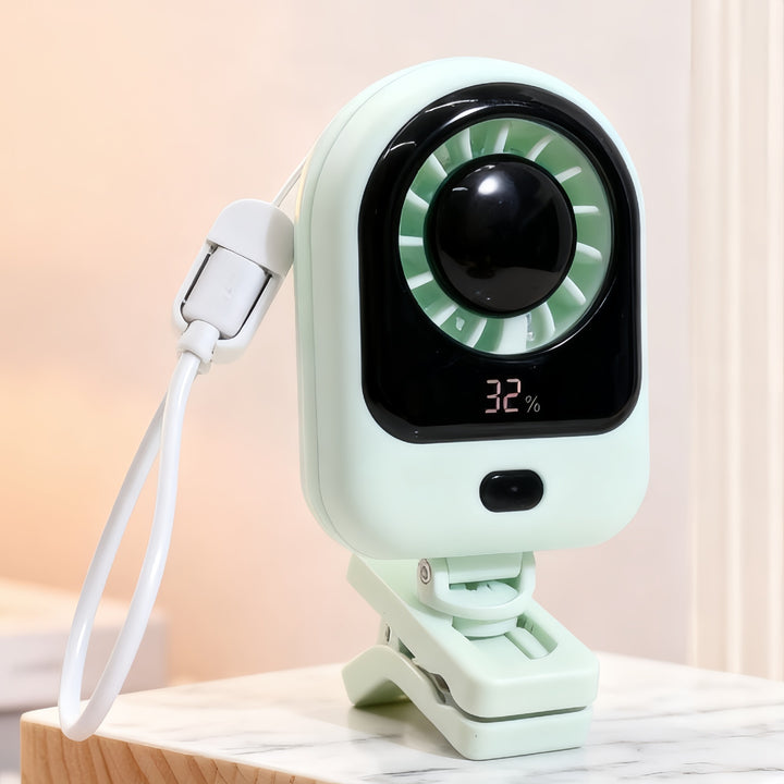 Women's portable table fan with LCD display and USB charging port Bowlift