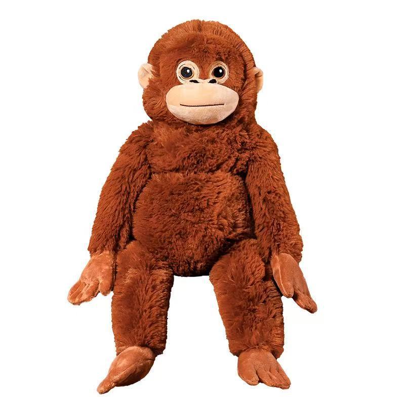 Plush Orangutan-Style Long-Limbed Sitting Cuddle Doll with Ultra-Soft Faux Fur Bowlift