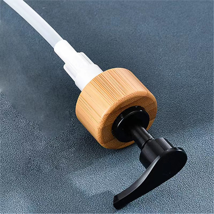 Ceramic Liquid Soap Pump Dispenser with Bamboo Collar and Matte Finish Bowlift