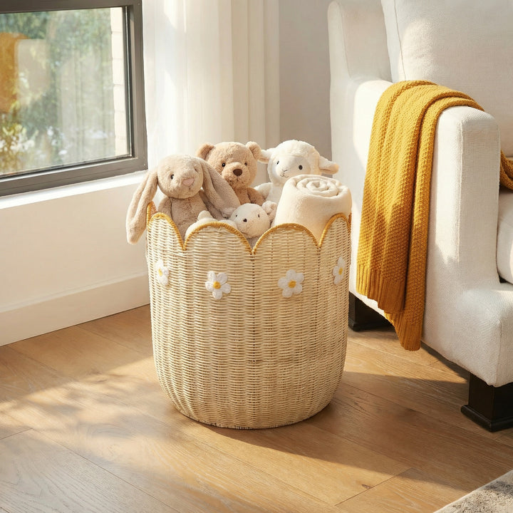 Decorative Scalloped Edge Woven Basket Bowlift