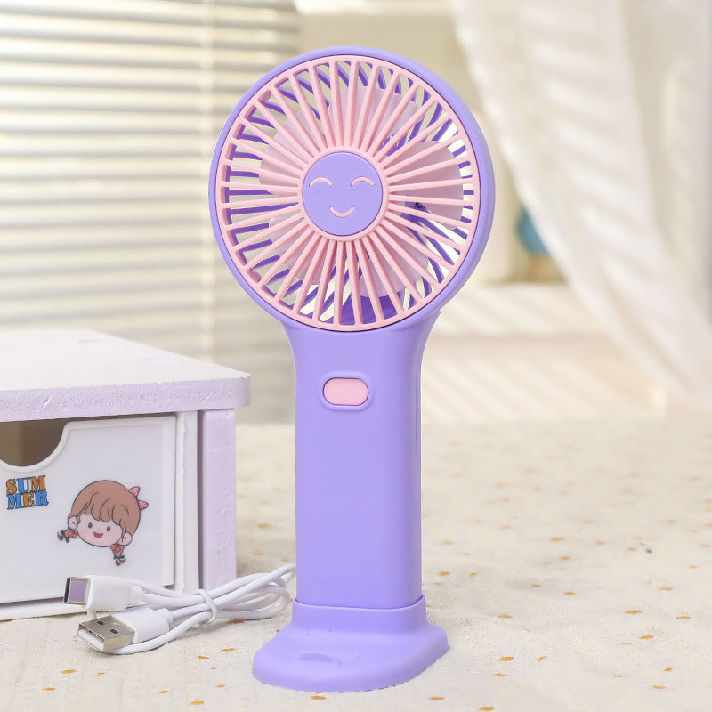 Ladies portable USB hand fan with innovative smiling design Bowlift
