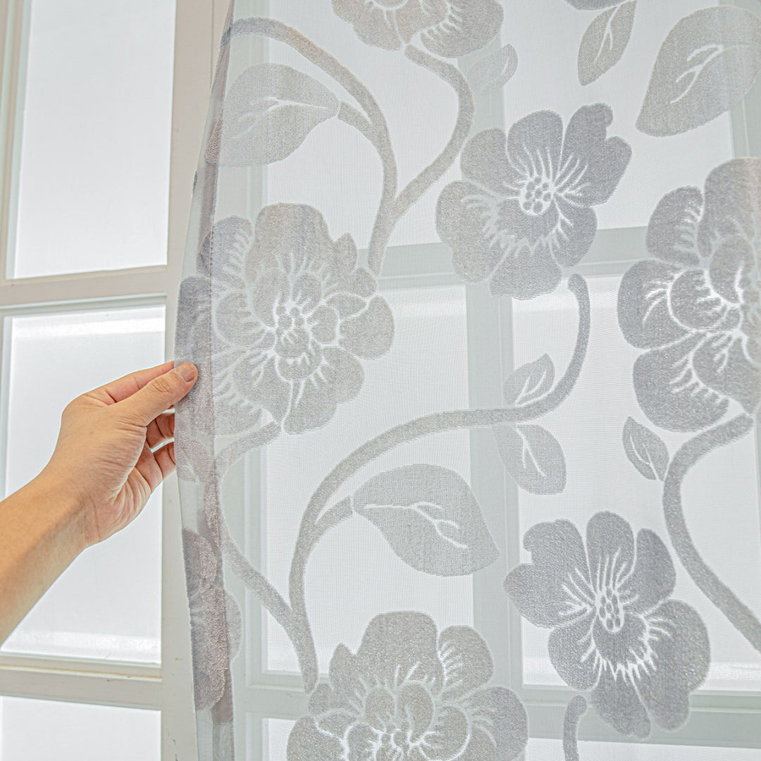 WoFloral Sheer Curtain Panel Bowlift