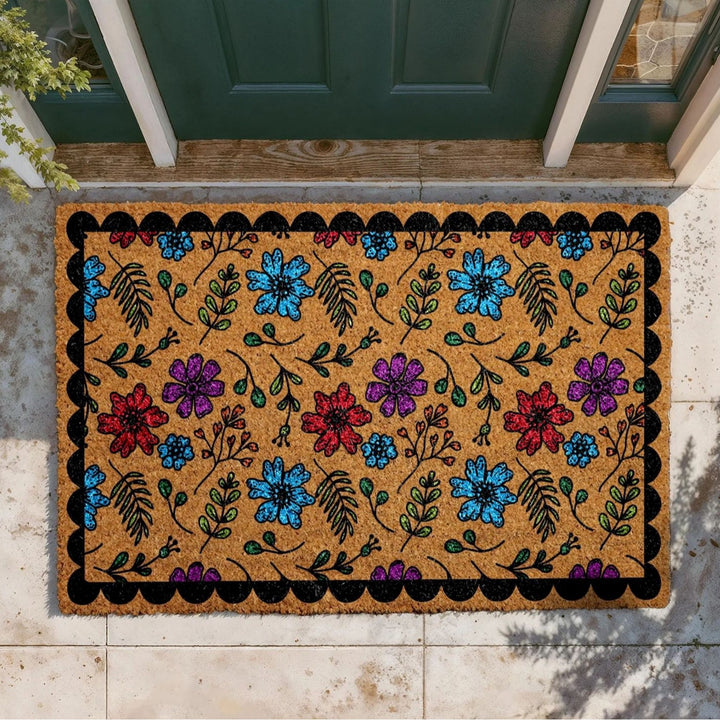 Decorative Bee Hive Welcome Indoor Outdoor Low-Profile Doormat With Non-Slip Rubber Backing