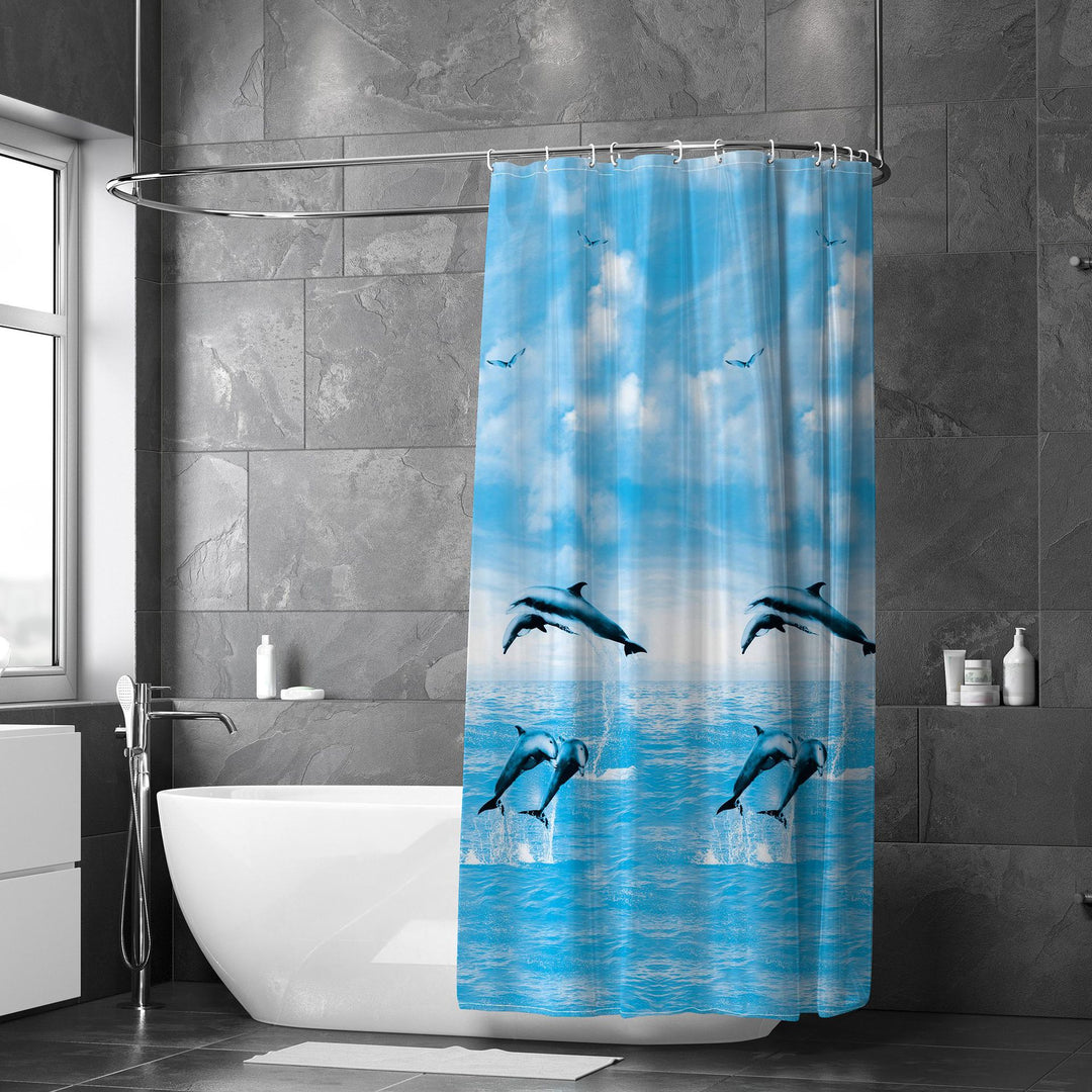 Dolphin Design Shower Curtain Bowlift
