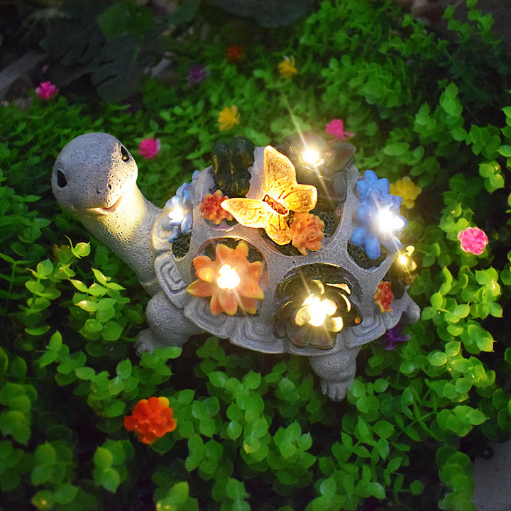 Solar Powered Succulent Turtle Garden Planter Night Light Ornament Bowlift