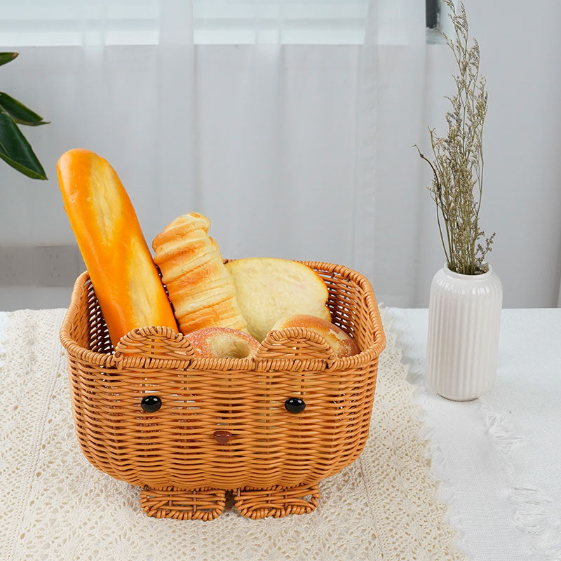 Cute Animal-Themed Woven Storage Basket Bowlift