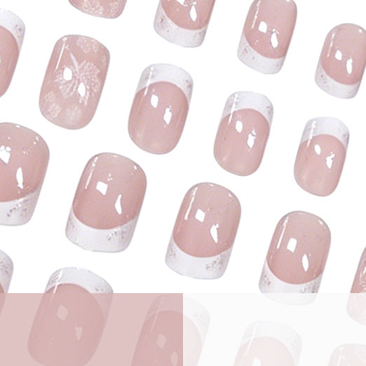 Floral French Tip Nail Enhancements Bowlift