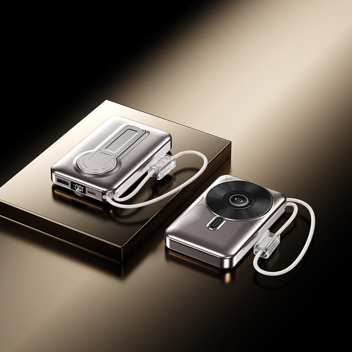 Portable power bank with integrated charging port and LCD display Bowlift