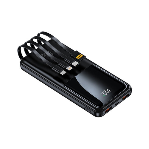 Portable power bank with integrated charging cables and LED battery status indicator Bowlift