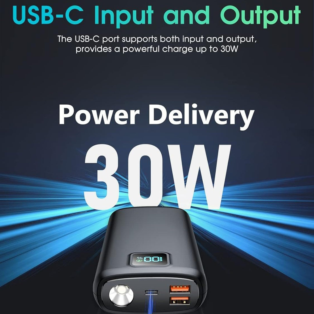 Portable power bank with digital charging display and LED lamp Bowlift