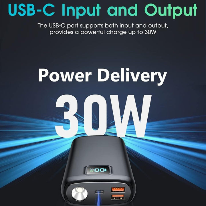 Portable power bank with digital charging display and LED lamp Bowlift