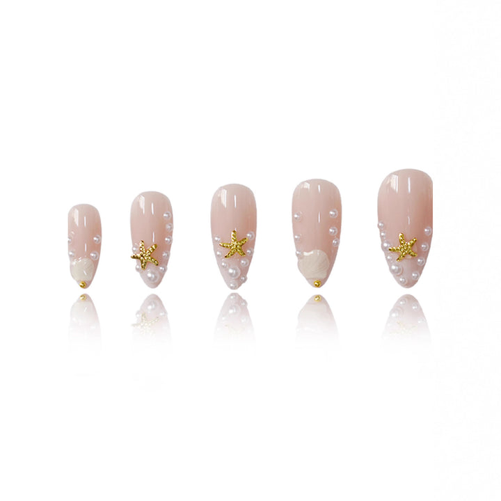 Artistic Shell-Inspired Press-On Nail Art Bowlift