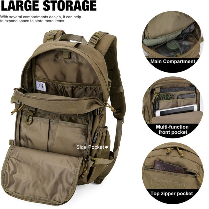 Tactical backpack with modular expansion options Bowlift