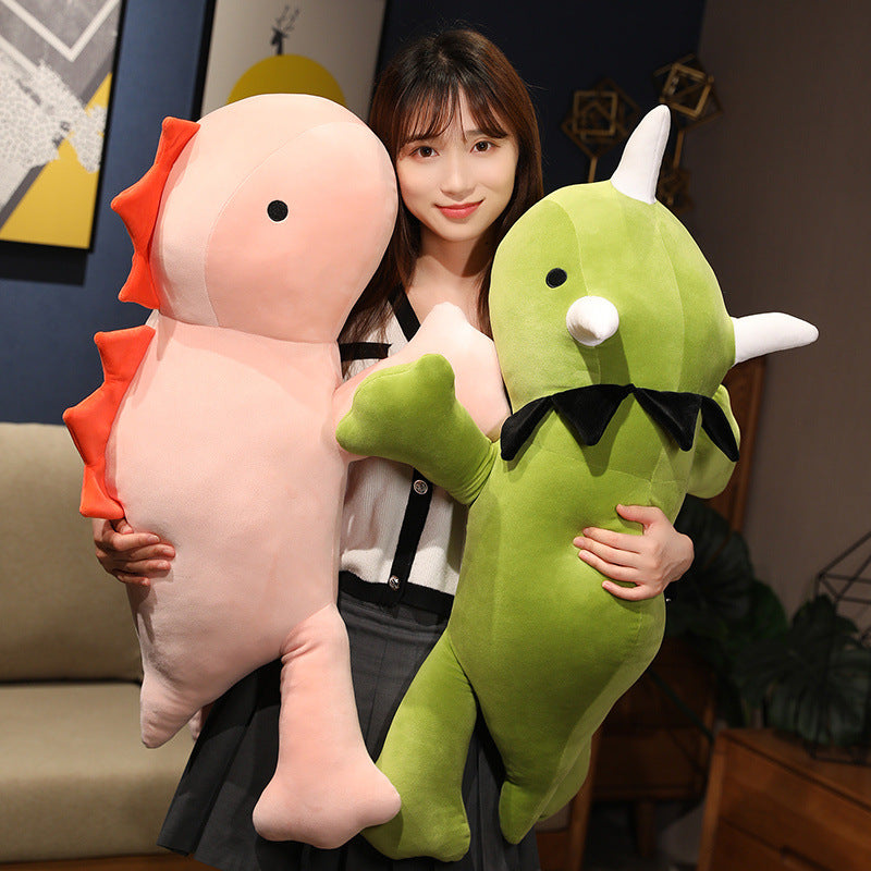 Plush Triceratops Cuddle Pillow With Elongated Lumbar Support And Hypoallergenic Velour Cover