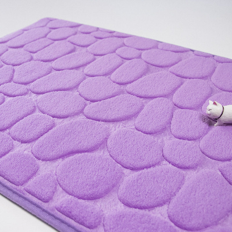Non-Slip Memory Foam Pebble-Texture Bath Mat Set Bowlift