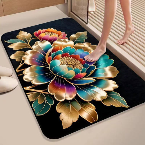 Floral Design Non-Slip Bath Mat Bowlift