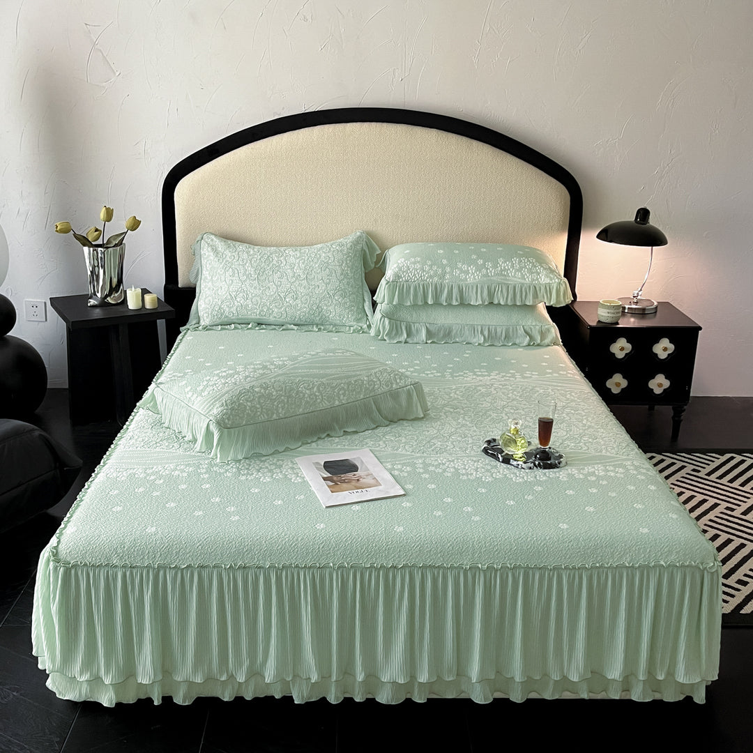 Ruffled Embellished Bedspread Set