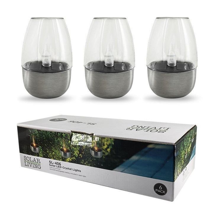 LED Flameless Glass Votive Lantern Pair With Realistic Flicker Flame And Metal Base Bowlift