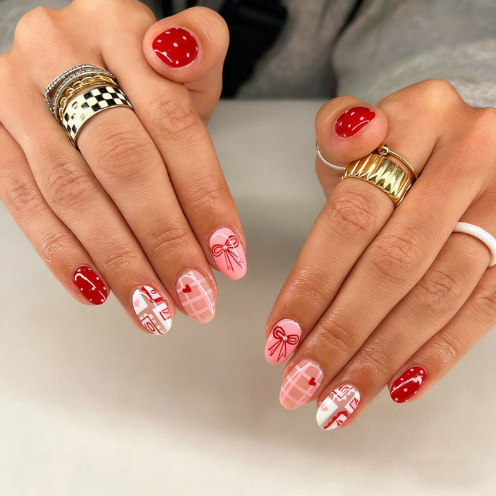 Festive Patterned Press-On Nail Art Bowlift